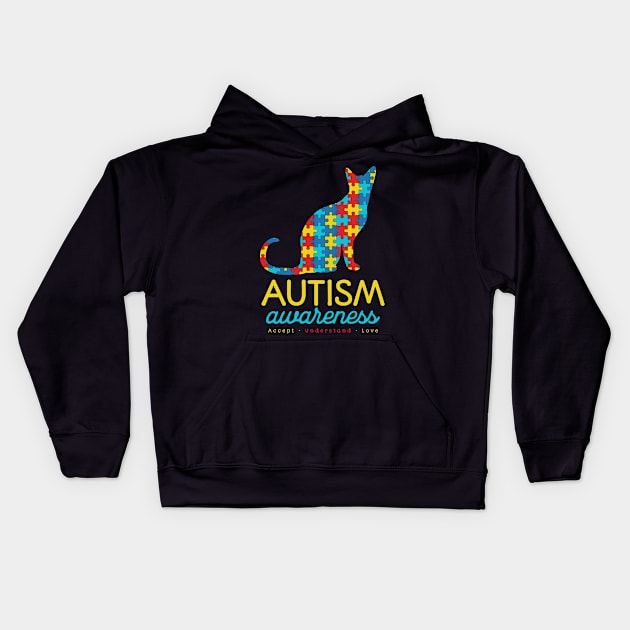 Cat Autism Awareness Kids Hoodie by Teewyld